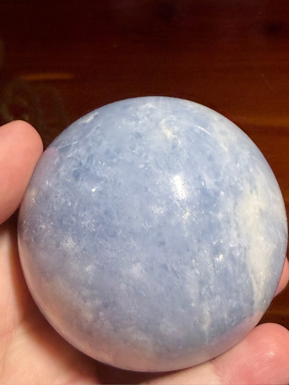 Celestite crystal sphere